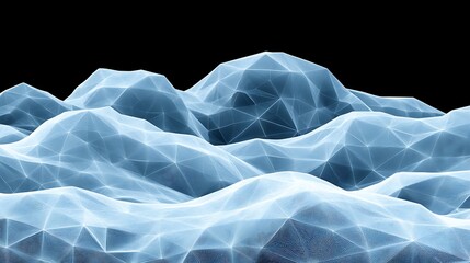 Abstract digital landscape of polygonal ice formations.