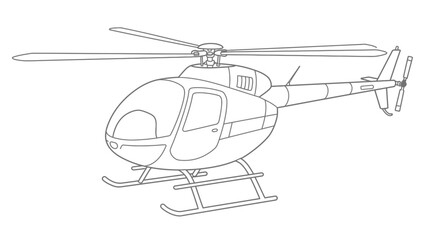 Fototapeta premium Aircraft Helicopter Coloring Sheet with Visible Landing Skids Detail Kids Aviation Theme Printable Art Design