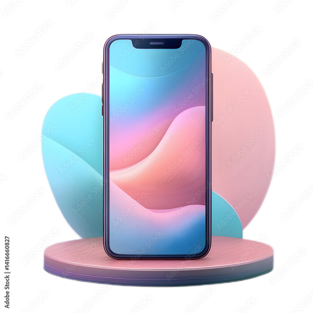 Poster smartphone design with pastel abstract shapes in the background