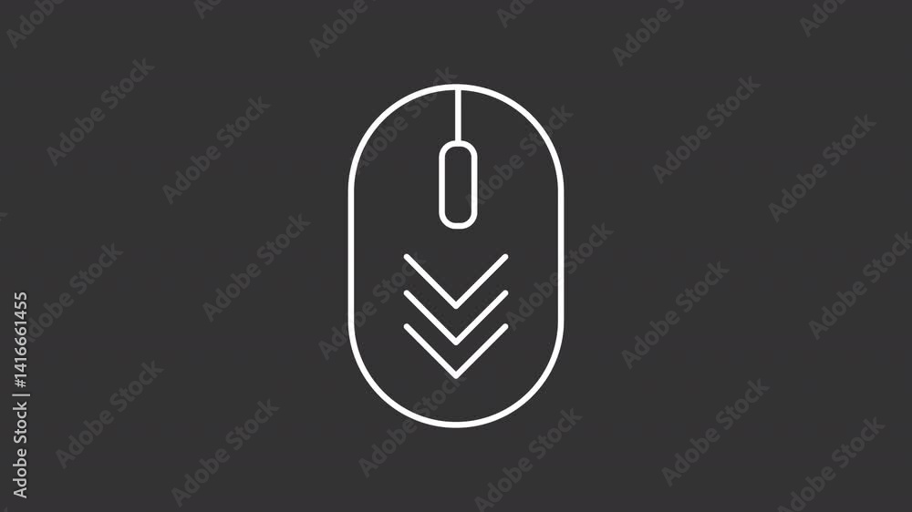 Poster mouse down directional arrows white line animation. user input animated icon. showing up, moving. sc