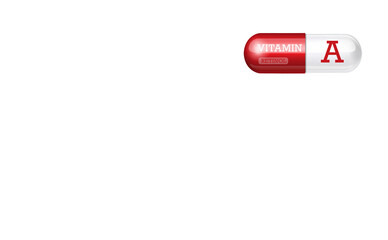 Vitamin A, two-tone red-white capsule, tablets, dietary supplement, on a transparent background