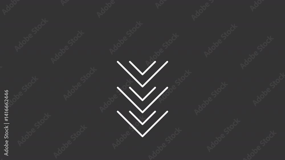 Poster scroll down movement white line animation. direction arrows animated icon. moving, shaking. decreasi