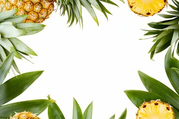 Summer-themed frame template showcasing a lively pineapple crown for invitations and decor.