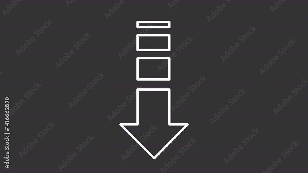 Poster pointer white line animation. scroll down animated icon. moving, shaking. direction guidance, help. 
