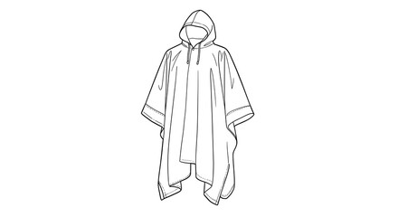 Hooded Poncho Illustration Protective Outdoor Rainwear