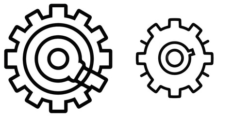 Two interlocking gears representing collaboration and efficiency in a mechanical system, set against a simple white background isolated on white or transparent png