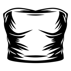 Stylized muscular male torso illustration in black and white color scheme