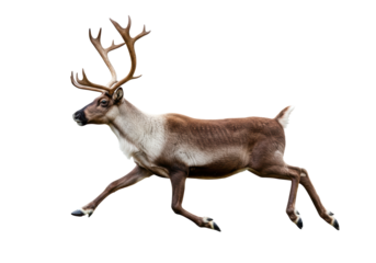 Isolated Reindeer Running on White Background