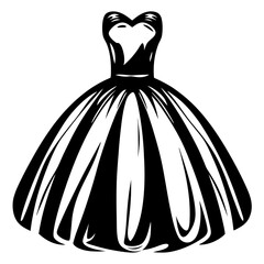 Elegant black and white ball gown illustration perfect for fashion design inspiration