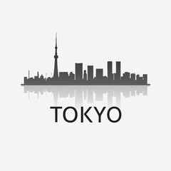 Fototapeta premium Tokyo, Japan Skyline Silhouette – Iconic Cityscape in Black and White