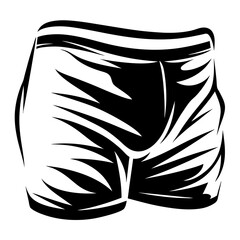 Monochrome Graphic of Underwear with Bold Outline and Abstract Fill Design