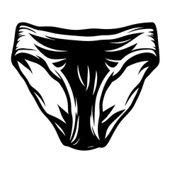 Minimalist black and white illustration of underpants perfect for graphic design