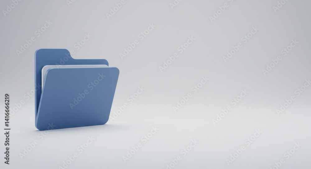 Aufkleber 3d render of a blue folder icon on a white background minimalist design digital data storage concept