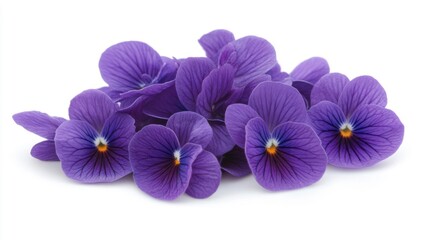 Obraz premium Close Up of Purple Pansies on White Background