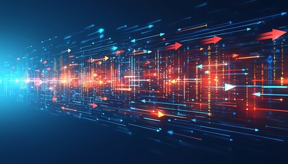 Futuristic digital network showcasing rapid data flow.