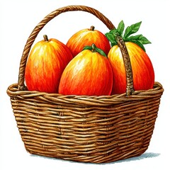Ripe Mangoes in Brown Wicker Basket