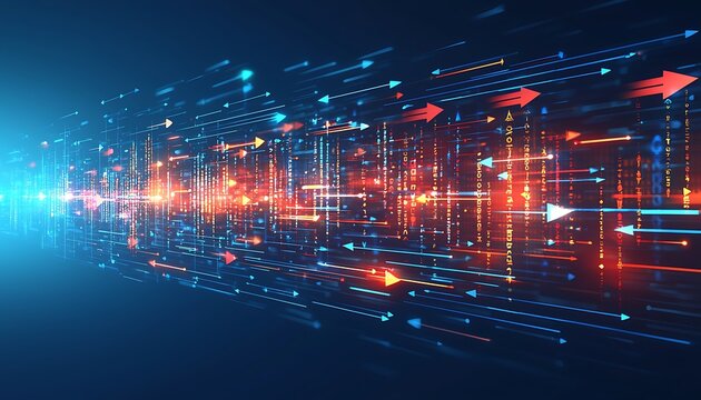 Futuristic digital network showcasing rapid data flow.