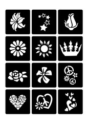 Sparkling Flower Power Collection: Tattoos, Paintings, and Stickers