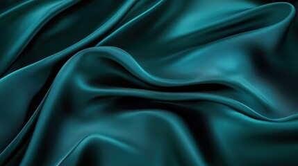 Obraz premium Silk fabric texture close-up in deep teal color, smooth and elegant textiles for fashion design, home decor, and luxury products background.