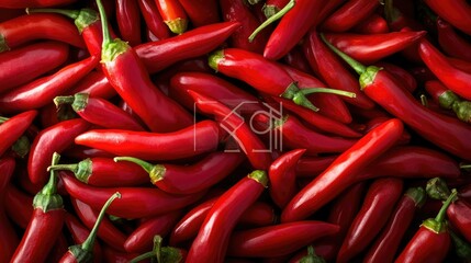 Fresh red chillies with vivid color and texture forming a spicy pile, ready to be used in cooking, isolated cleanly