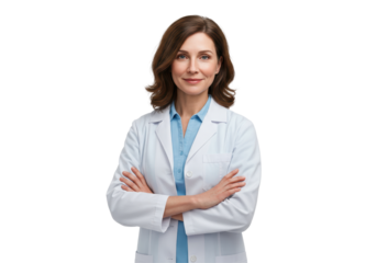 Isolated Confident Female Doctor with Arms Crossed Smiling