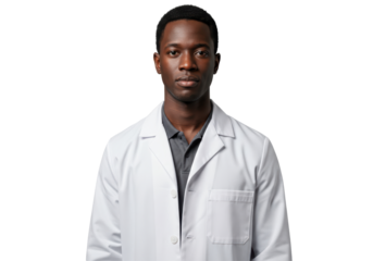 Isolated Professional African American Male Doctor in White Coat