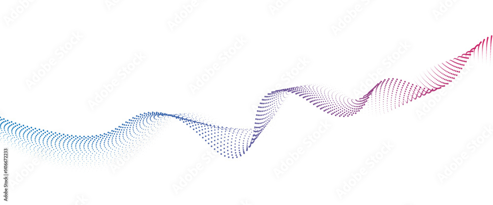 Fototapete flowing dot wave halftone gradient pattern on transparent background