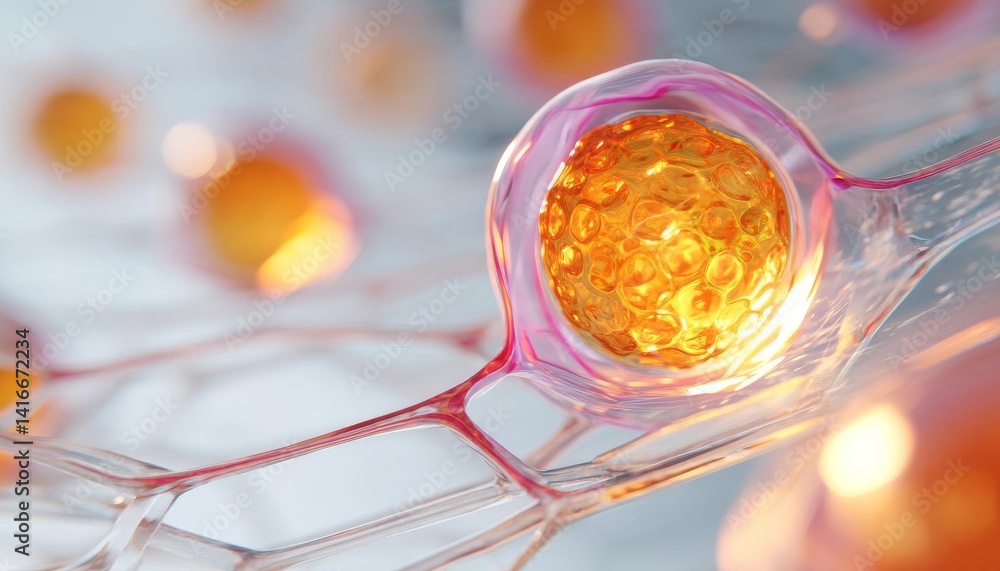 Poster close-up view of a cell with vibrant colors depicting biological structures.