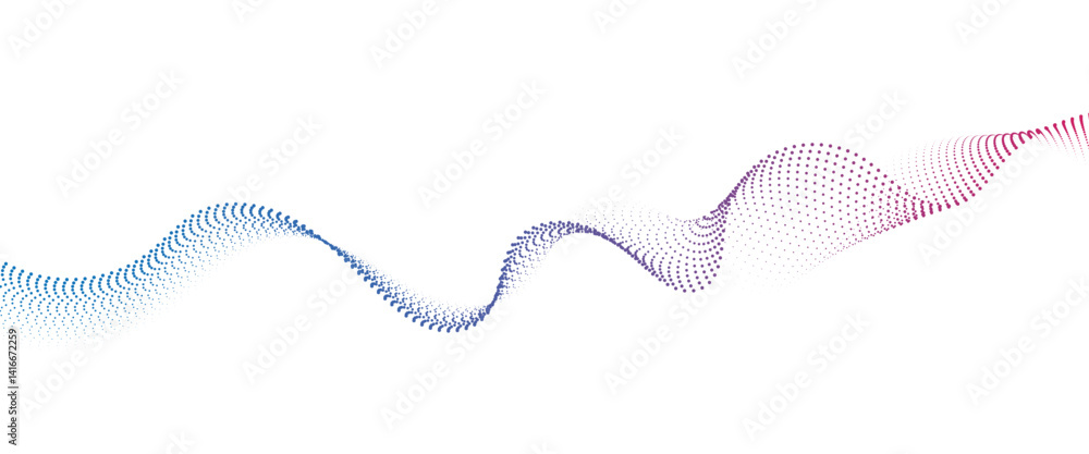 Poster flowing dot wave halftone gradient pattern on transparent background