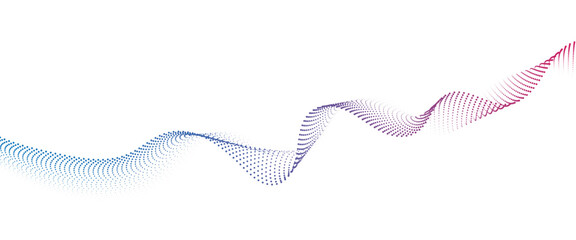 Flowing Dot Wave halftone gradient pattern on transparent background	
