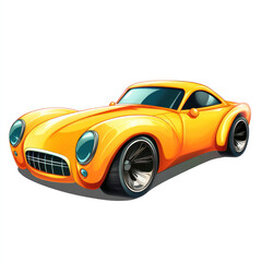 yellow sports car isolated on white