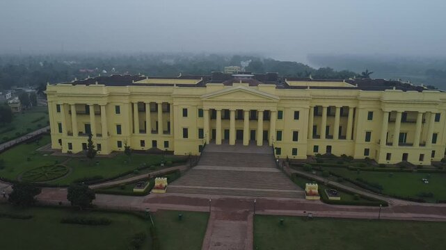 drone shot video clip of historical tourist attraction monument and architecture building in India