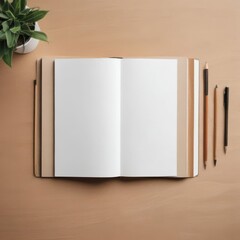 open book with blank pages, blank notebook with pen, blank notebook with pen on wood background