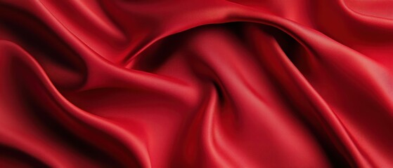 Obraz premium Red silk fabric texture background with smooth, flowing drapes, perfect for fashion design, luxury branding, and creative textile projects.