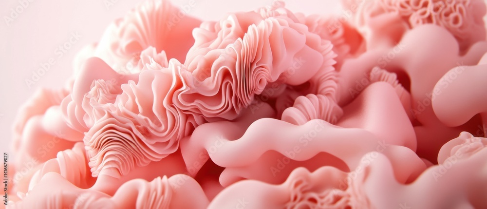 Poster abstract pink coral reef texture background with smooth organic shapes and flowing curves in a macro