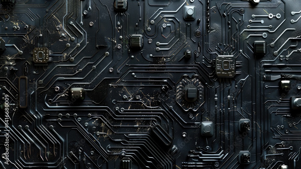 Poster explore this intricate abstract circuit background, ideal for digital design projects featuring arti