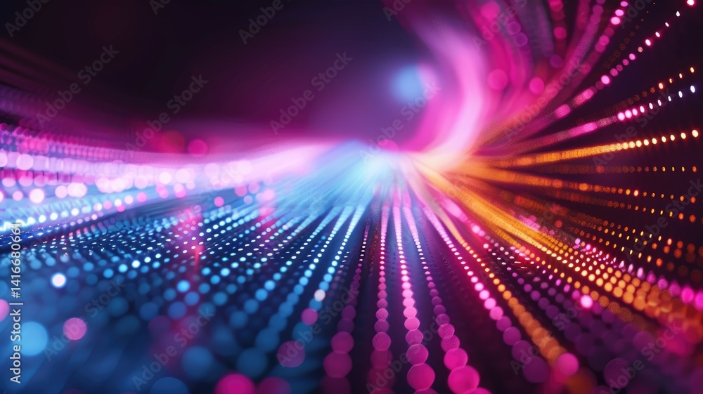 Poster wonderful picture of colorful light sparkling particles scattered across space background, create ab