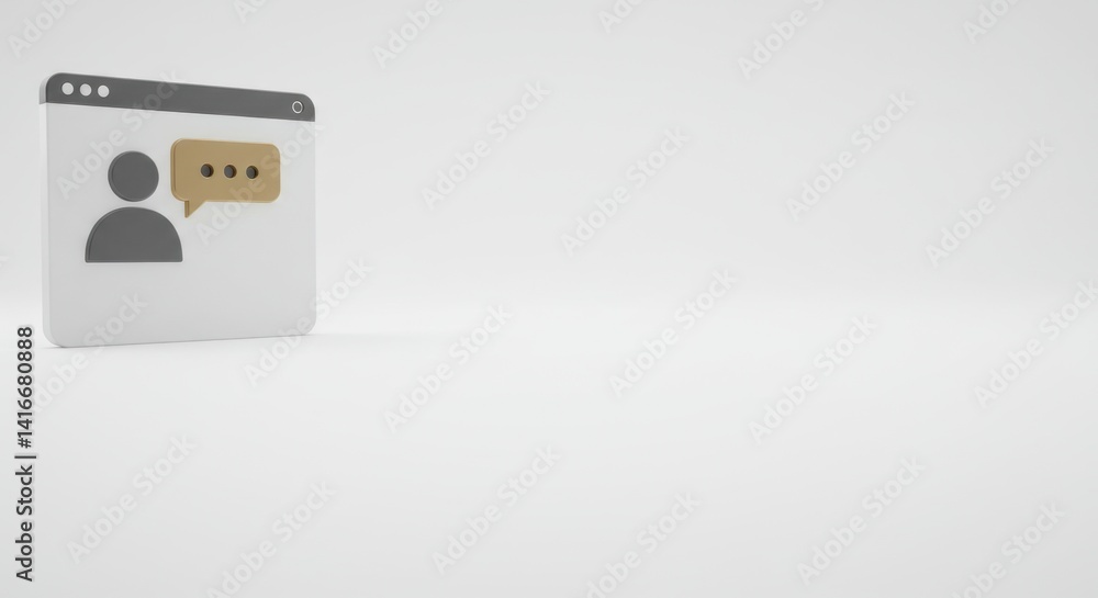 Aufkleber 3d render of online communication interface person icon with speech bubble on white background