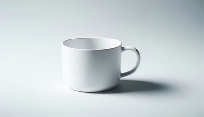 Fototapeta premium White Mug Mockup - White Cup for Branding and Logo Placement - Product Design for Identity - White Drink Cup in Studio Environment - Background for Promotional Material - Mock-up for Presentation