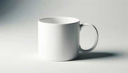 Obraz premium White Mug Mockup - White Cup for Branding and Logo Placement - Product Design for Identity - White Drink Cup in Studio Environment - Background for Promotional Material - Mock-up for Presentation