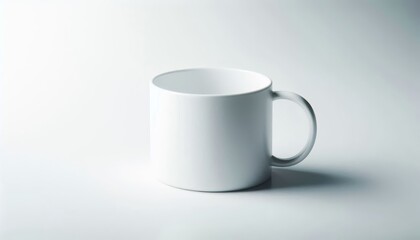Obraz premium White Mug Mockup - White Cup for Branding and Logo Placement - Product Design for Identity - White Drink Cup in Studio Environment - Background for Promotional Material - Mock-up for Presentation