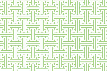 幾何学的な和柄パターン「綾織」が整然と並ぶシームレスな背景素材｜幾何学,和柄,パターン,背景,連続模様,緑色,直線,シームレス,イラスト
