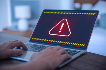alert cyber attack, symbol threat on the network. Concept of a security warn system for hacker...