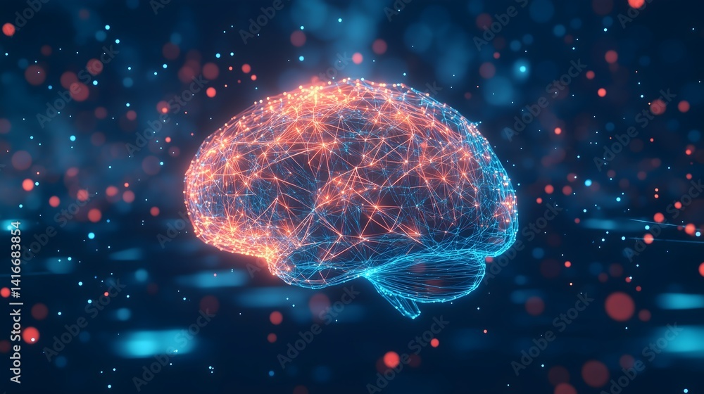 Poster brain networks: illustrative conceptual of the human brain. interconnected neural pathways within a 