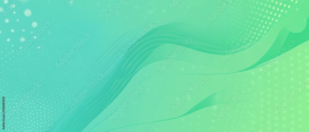 Poster abstract turquoise and green gradient background with flowing lines and halftone pattern concept of 