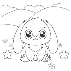A cartoon drawing of a bunny with a bow on its ear
