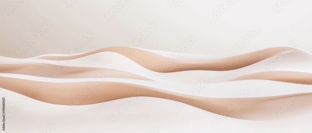 Poster abstract beige and white flowing waves background, smooth curves and elegant lines in a minimalist d