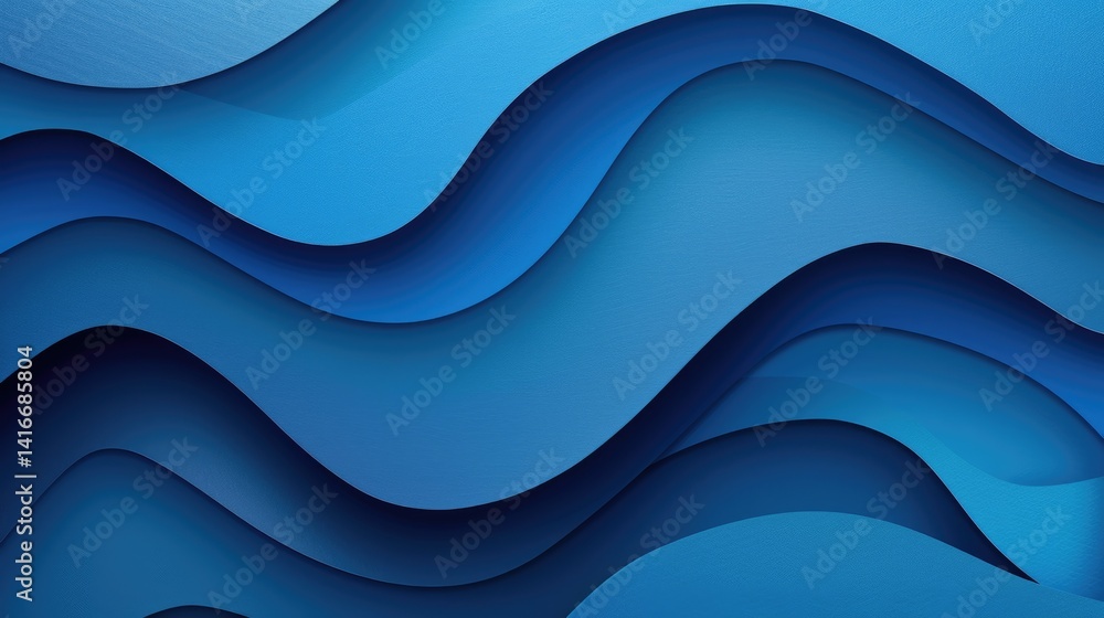 Poster layer blue paper cut texture. abstract wavy pattern design. background image of gradient blue color 