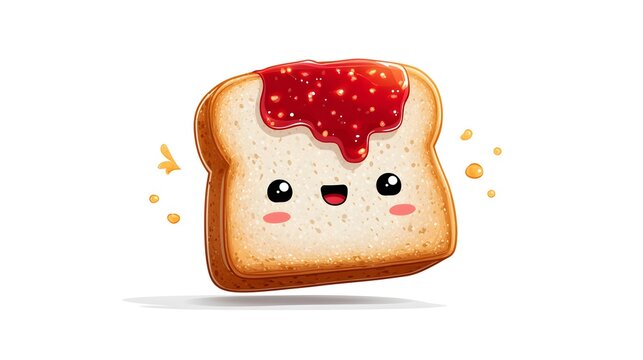 Cute toast slice with jam smiling illustration cartoon bright whimsical