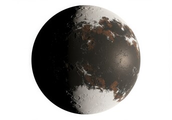 Naklejka premium Planet with dark and light areas on white background